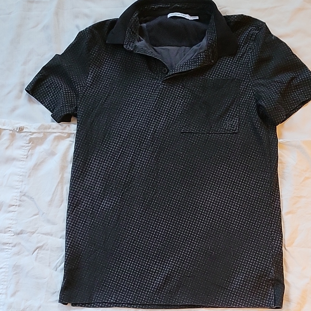 Calvin Klein Collection Black Textured Polo